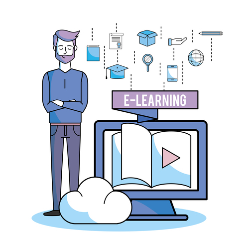 E-elearning training online business template vector 03