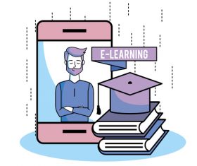 E-elearning training online business template vector 04