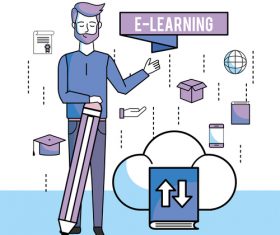 E-elearning training online business template vector 05