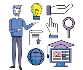 E-elearning training online business template vector 06