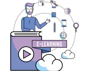E-elearning training online business template vector 07