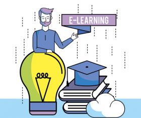 E-elearning training online business template vector 08