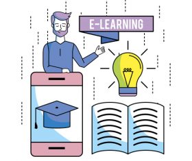 E-elearning training online business template vector 09