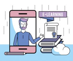 E-elearning training online business template vector 11