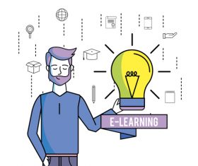 E-elearning training online business template vector 12