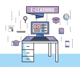 E-elearning training online business template vector 13