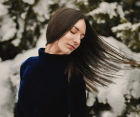 Elegant woman in winter outdoor Stock Photo