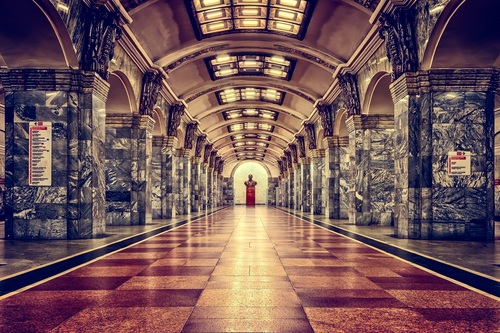 Empty subway station Stock Photo