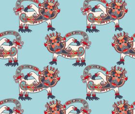 Ethnic pattern with Monkey seamless vector 01
