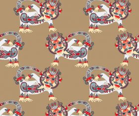 Ethnic pattern with Monkey seamless vector 02