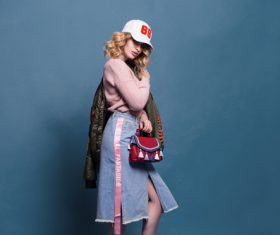 Fashion female model Studio posing Stock Photo 01