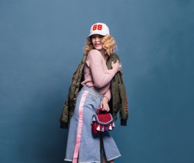 Fashion female model Studio posing Stock Photo 03