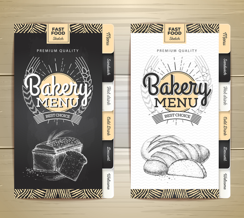 Fast food bakery menu vector template vector 02