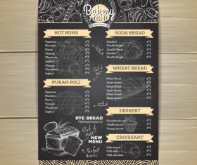 Fast food bakery menu vector template vector 05