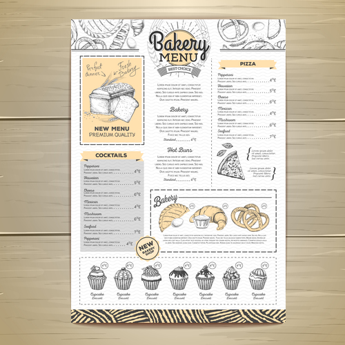 Fast food bakery menu vector template vector 07
