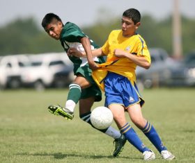 Fast-paced soccer game Stock Photo 08