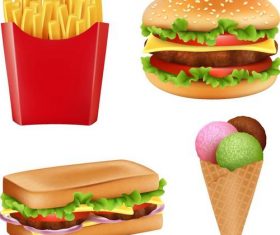 Fastfood with ice cream illustration vectors