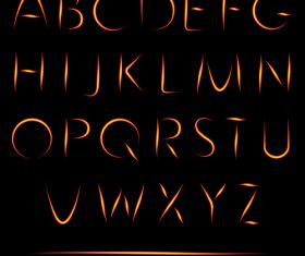 Fire alphabet font vector 01