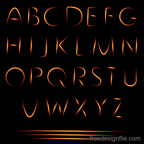 Fire alphabet font vector 01