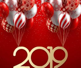 Floral balloon with 2019 new year background vector
