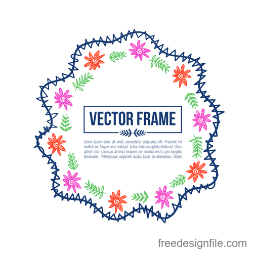 Floral decorative frame design vector material 08
