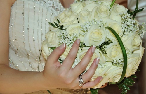 Flowers in the hands of the bride Stock Photo 05