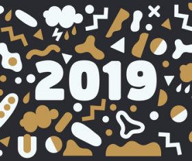 Funny 2019 new year background design vector 01