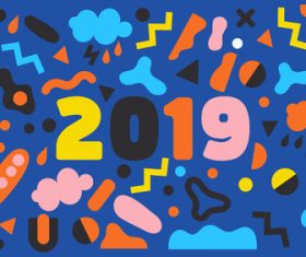 Funny 2019 new year background design vector 02