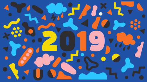Funny 2019 new year background design vector 02