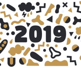 Funny 2019 new year background design vector 03