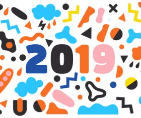 Funny 2019 new year background design vector 04