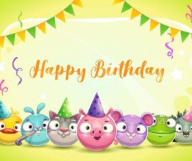 Funny cartoon animal with birthday card vector