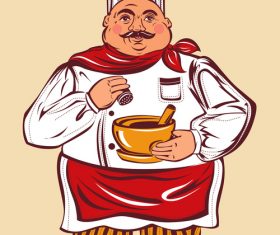 Funny chef hand drawn vector
