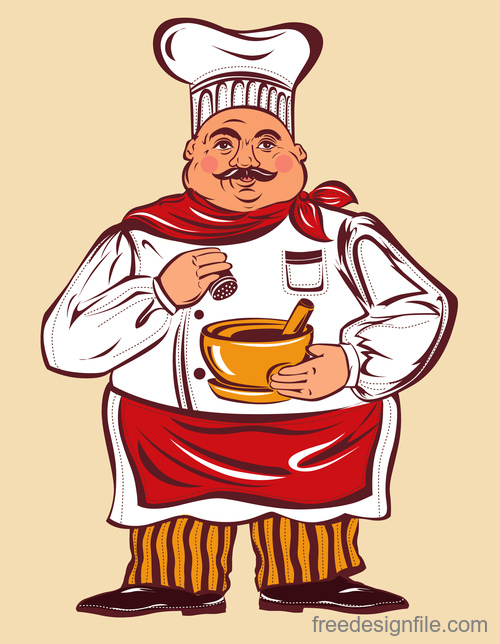 Funny chef hand drawn vector