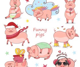 Funny pig cute vector
