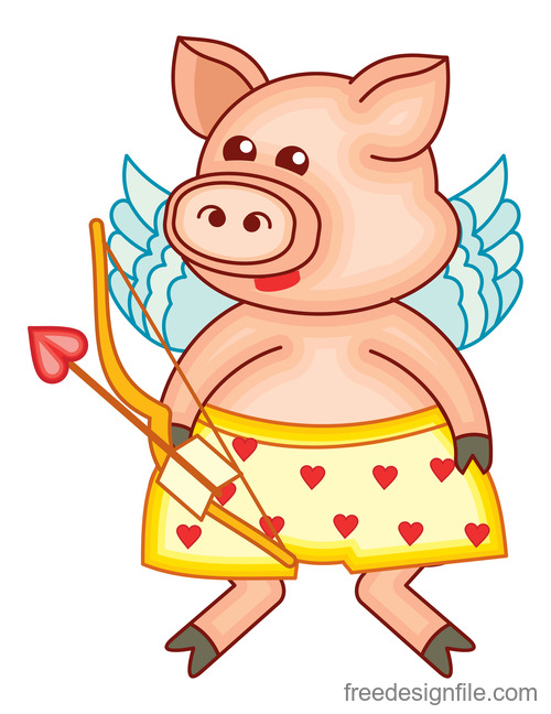 Funny pig with valentines day vectors 02