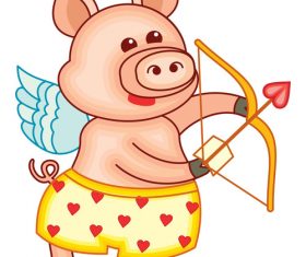 Funny pig with valentines day vectors 03