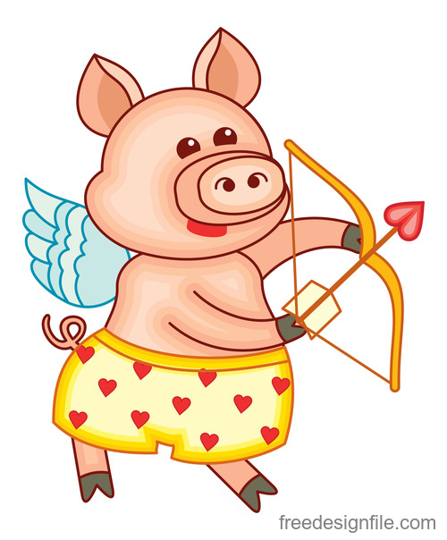 Funny pig with valentines day vectors 03