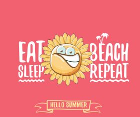 Funny sun with summer background vectors 01