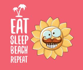 Funny sun with summer background vectors 05