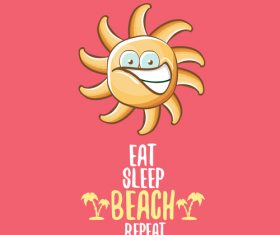 Funny sun with summer background vectors 10