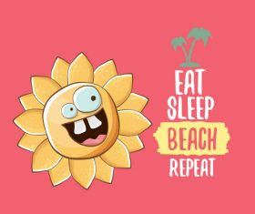 Funny sun with summer background vectors 11