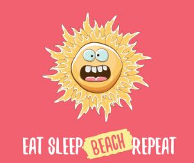 Funny sun with summer background vectors 13