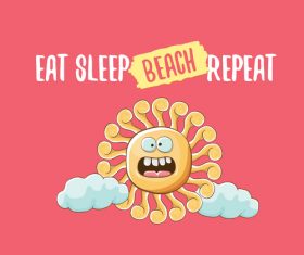 Funny sun with summer background vectors 14