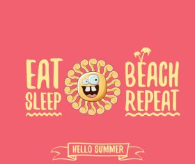 Funny sun with summer background vectors 16