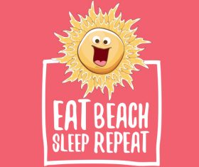 Funny sun with summer background vectors 17