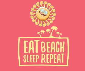 Funny sun with summer background vectors 18