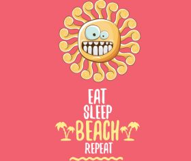 Funny sun with summer background vectors 19