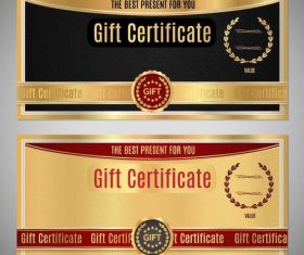 Gift certificate golden template vector
