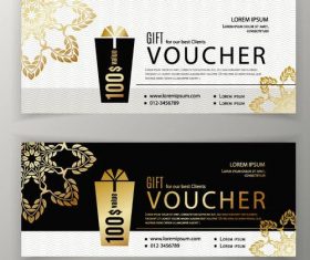 Gift voucher golden template vector